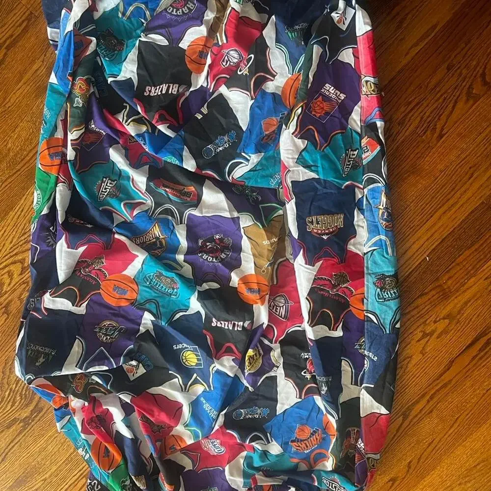 Vintage nba teams 1990s twin bed sheet and flat sheet